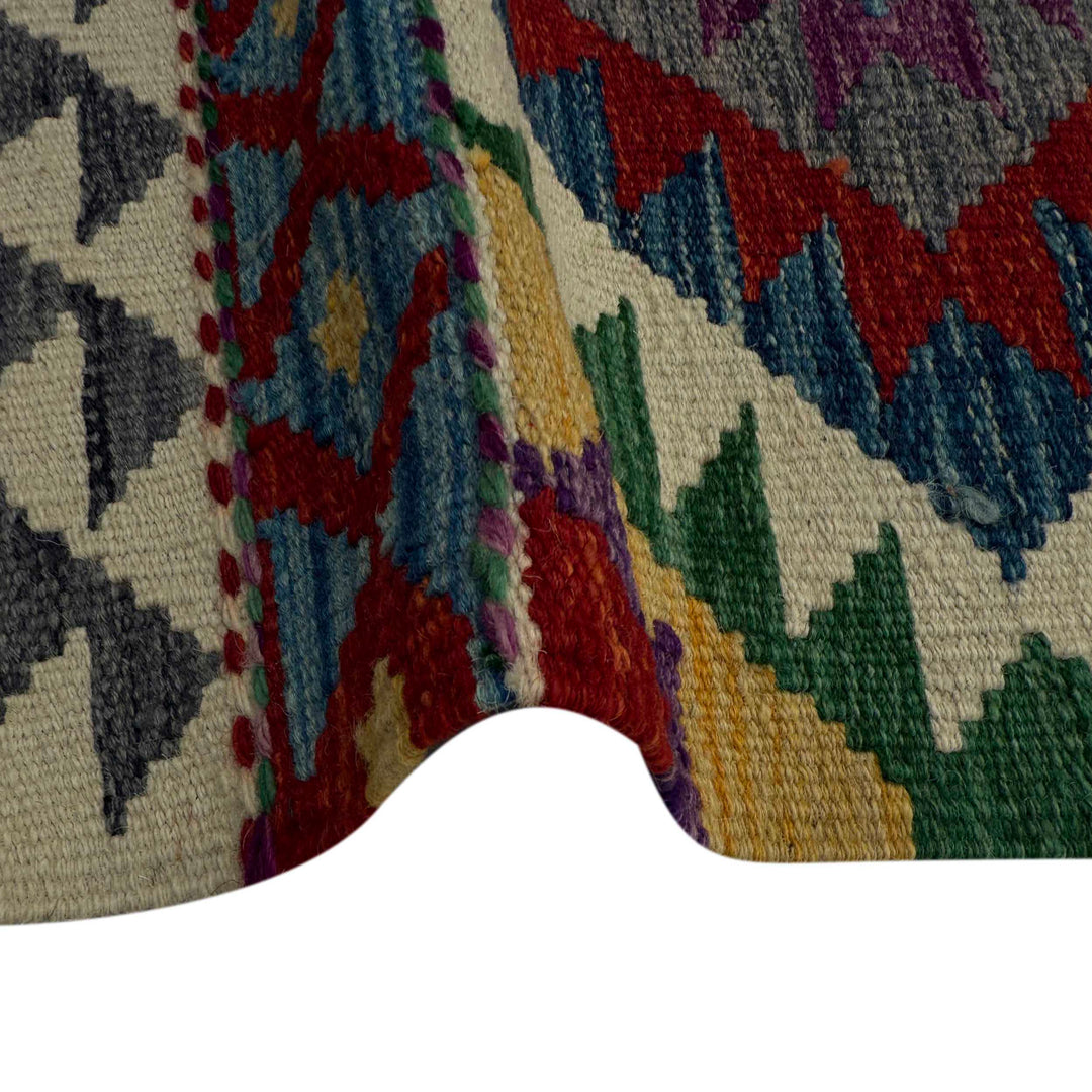 Afghan Vegetable Kilim Rug 1' 9" x 4' 8" Flat-Weave field