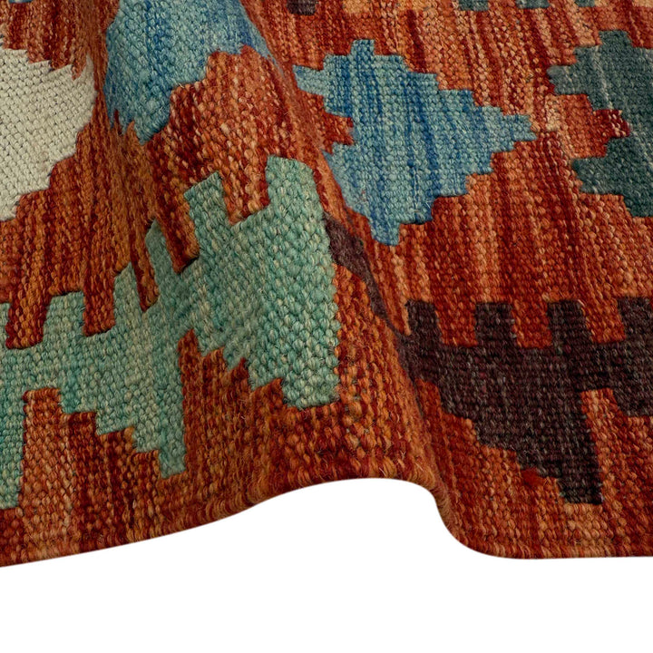Afghan Vegetable Kilim Rug 6' 5" x 9' 7" Flat-Weave | No. AL74108
