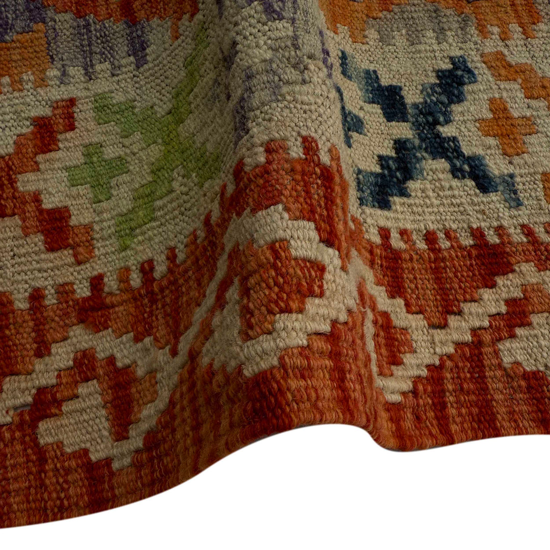 Afghan Vegetable Kilim Rug 3' 0" x 6' 10" Flat-Weave field