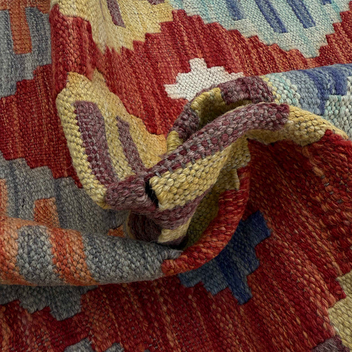 Afghan Vegetable Kilim Rug 5' 0" x 6' 3" Flat-Weave texture