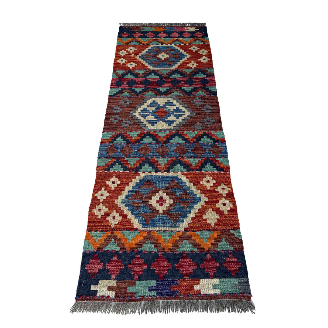 Afghan Vegetable Kilim Rug 1' 8" x 4' 11" Flat-Weave detail