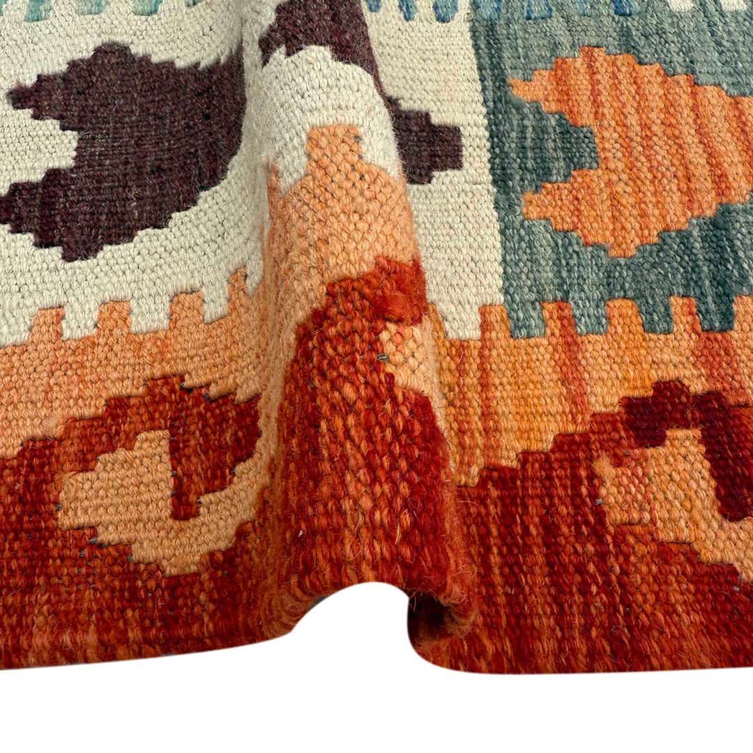Afghan Vegetable Kilim Rug 6' 4" x 9' 5" Flat-Weave field