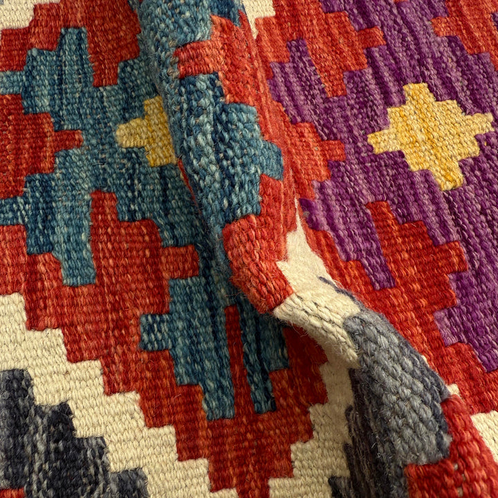 Afghan Vegetable Kilim Rug 1' 7" x 5' 2" Flat-Weave texture