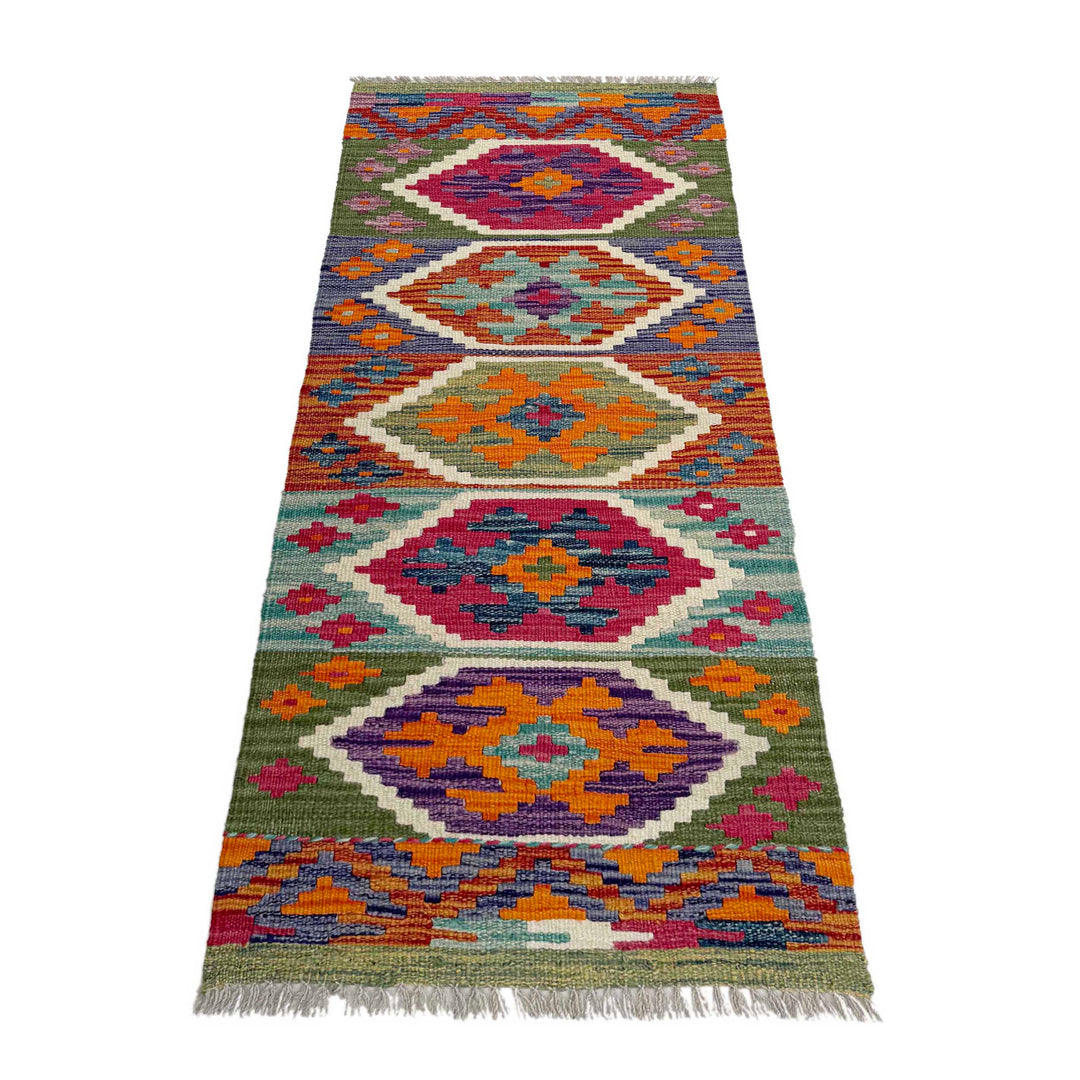 Afghan Vegetable Kilim Rug 1' 8" x 4' 8" Flat-Weave detail