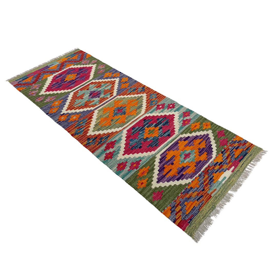 Afghan Vegetable Kilim Rug 1' 8" x 4' 8" Flat-Weave close-up