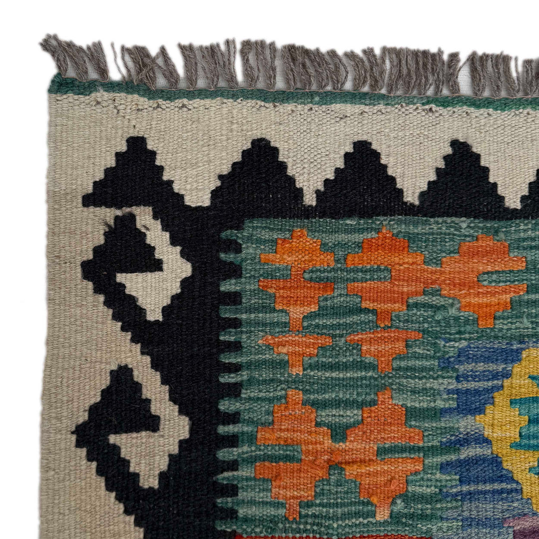 Afghan Vegetable Kilim Rug 6' 5" x 9' 4" Flat-Weave pattern
