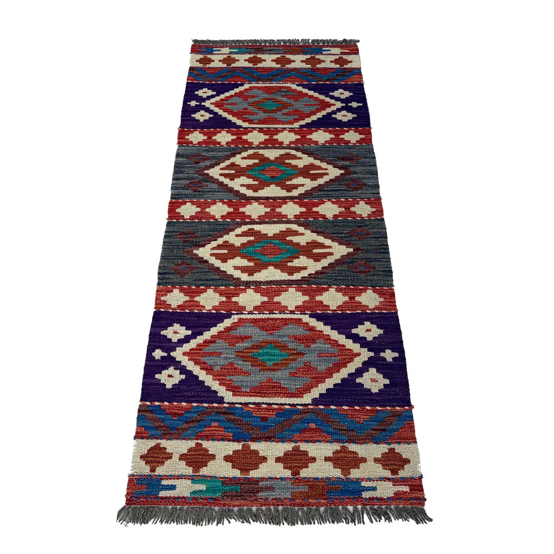 Afghan Vegetable Kilim Runner 1' 7" x 4' 11" Flat-Weave detail