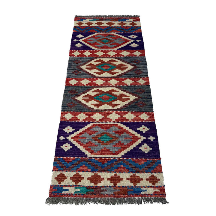 Afghan Vegetable Kilim Runner 1' 7" x 4' 11" Flat-Weave detail