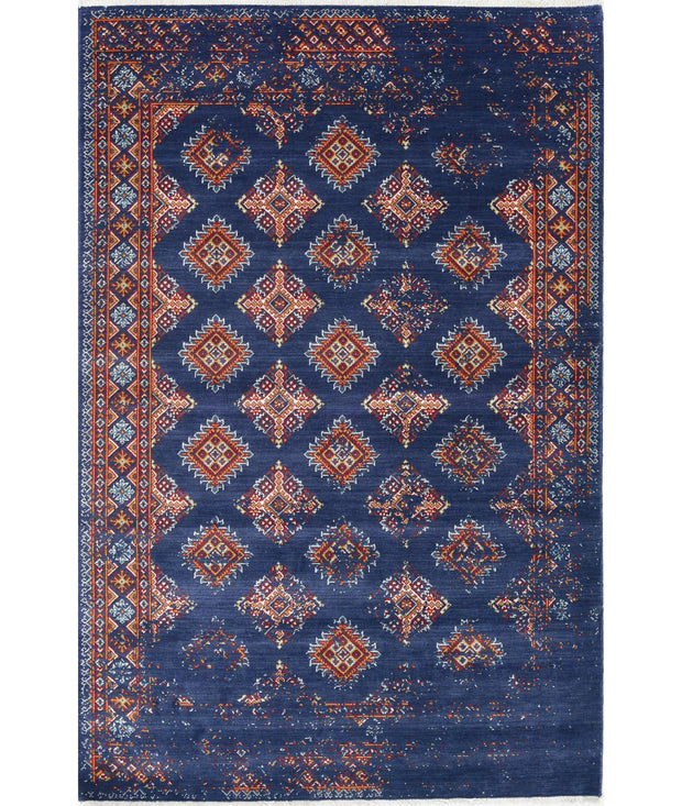 Ajrak Wool & Bamboo Silk Rug 3' 11" x 6' 0" - No. AT86818