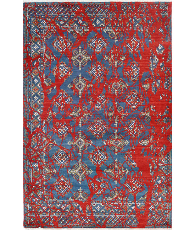 Ajrak Wool & Bamboo Silk Rug 3' 11" x 6' 0" - No. AT37714