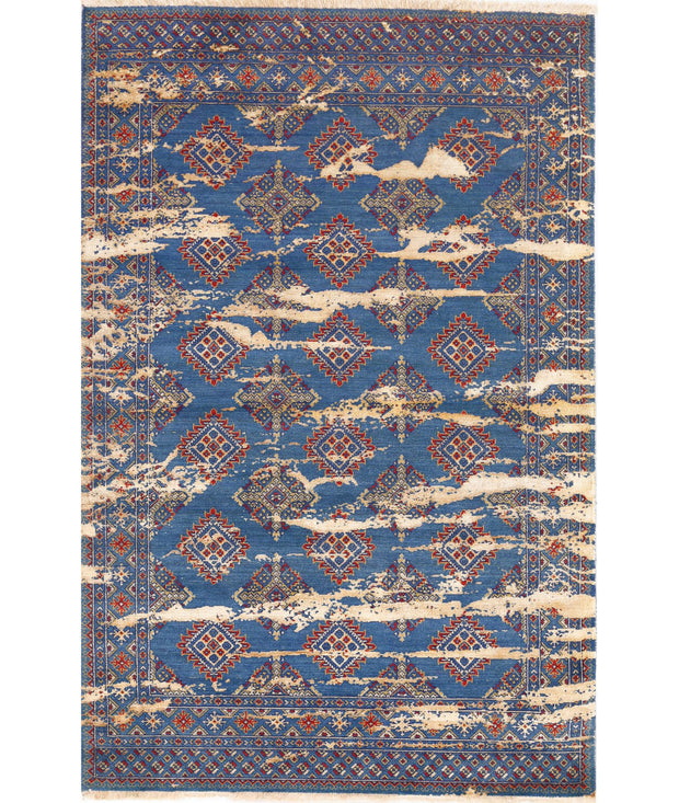 Ajrak Wool & Bamboo Silk Rug 4' 0" x 6' 1" - No. AT18186