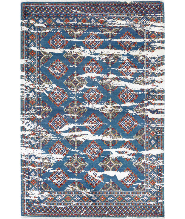 Ajrak Wool & Bamboo Silk Rug 4' 0" x 6' 1" - No. AT84887