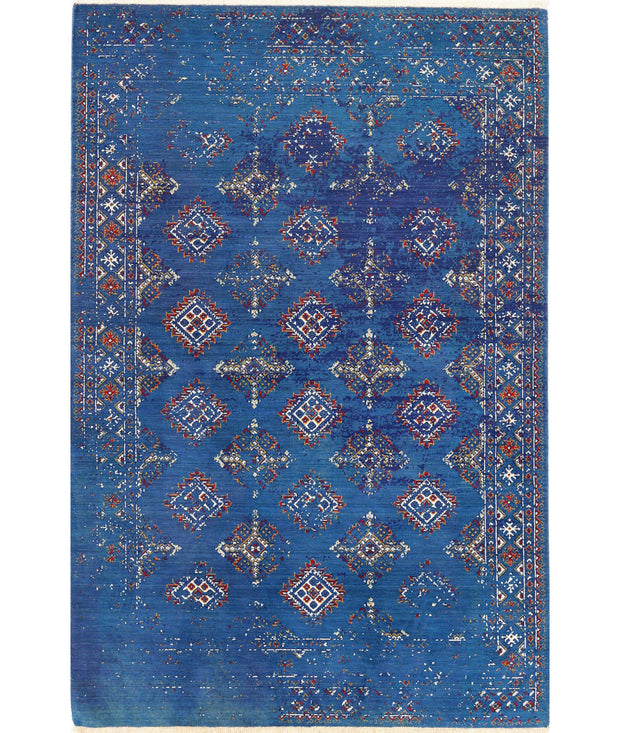Ajrak Wool & Bamboo Silk Rug 4' 0" x 6' 0" - No. AT20374