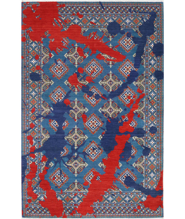 Ajrak Wool & Bamboo Silk Rug 3' 7" x 6' 1" - No. AT98658