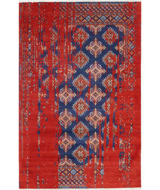 Ajrak Wool & Bamboo Silk Rug 4' 0" x 6' 0" - No. AT88910