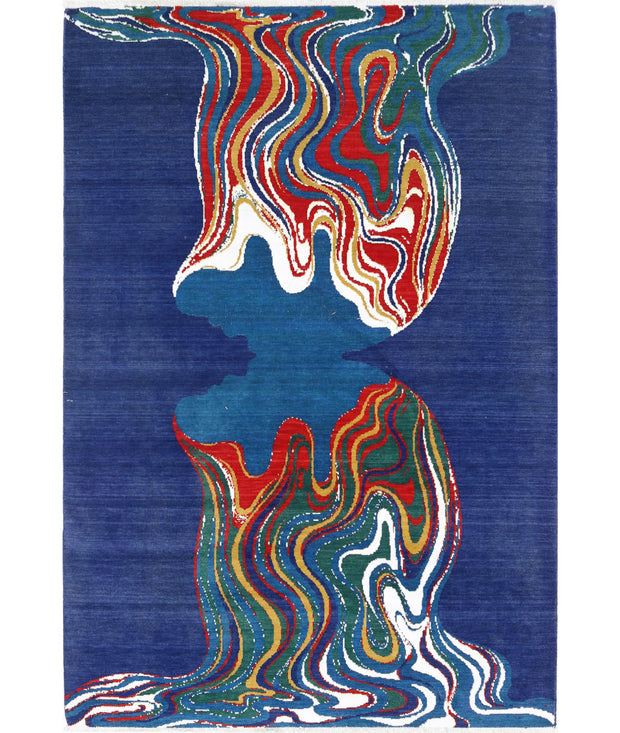 Dhanak Wool & Bamboo Silk Rug 4' 0" x 5' 10" - No. AT86325