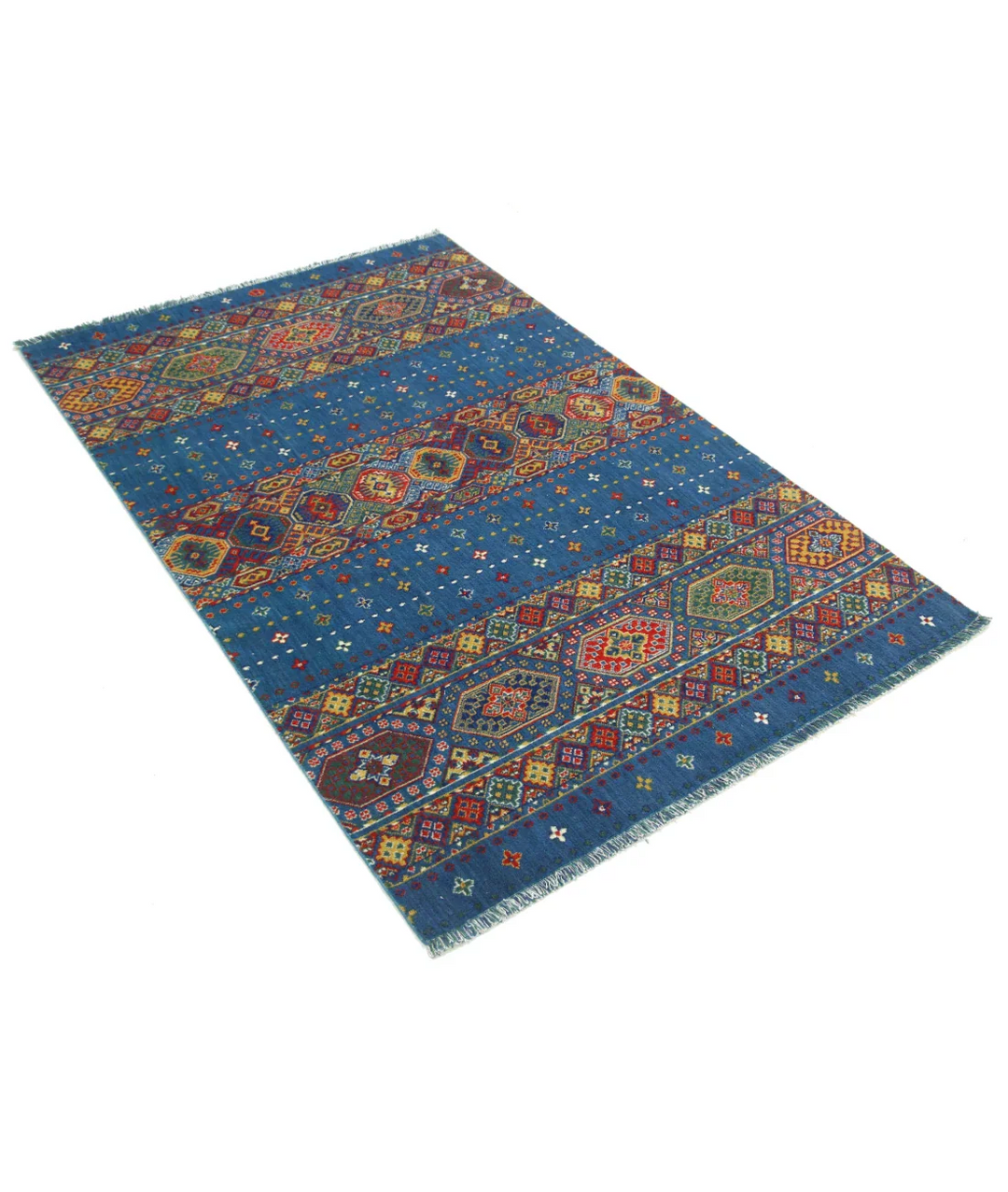 Blue Pakistani Oriental Rug 3' 10" x 6' 0" Hand-Knotted | No. AT24484