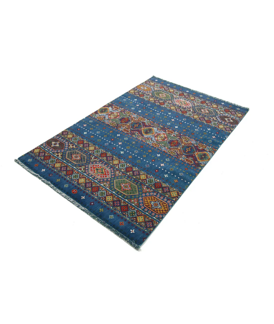 Blue Pakistani Oriental Rug 3' 10" x 6' 0" Hand-Knotted | No. AT24484