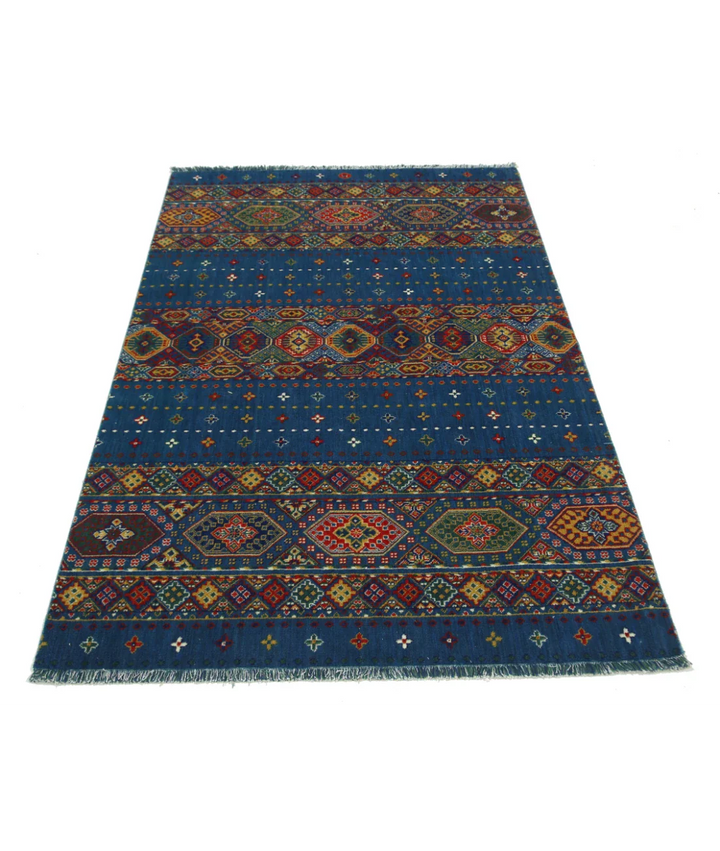 Blue Pakistani Oriental Rug 3' 10" x 6' 0" Hand-Knotted | No. AT24484