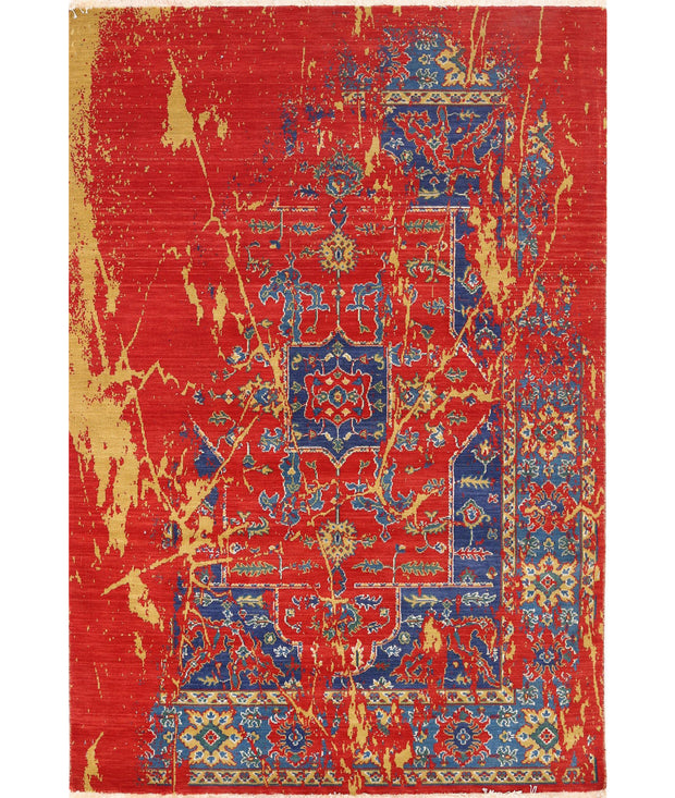 Gulshan Wool & Bamboo Silk Rug 3' 11" x 5' 10" - No. AT27427