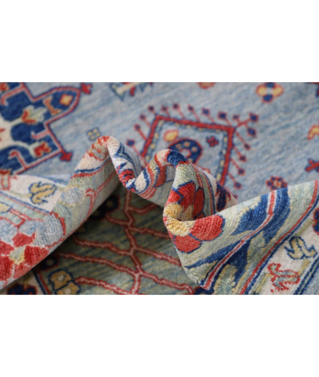 Blue Pakistani Kazak Rug 8' 0" x 9' 11" Hand-Knotted view