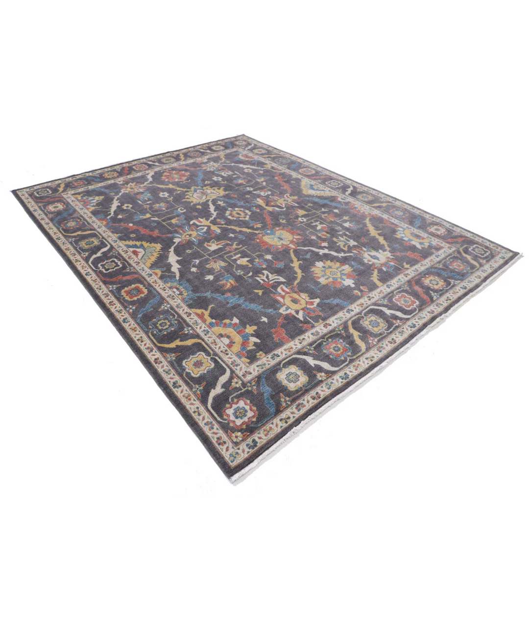 Brown Pakistani Oriental Rug 7' 11" x 9' 11" Hand-Knotted field