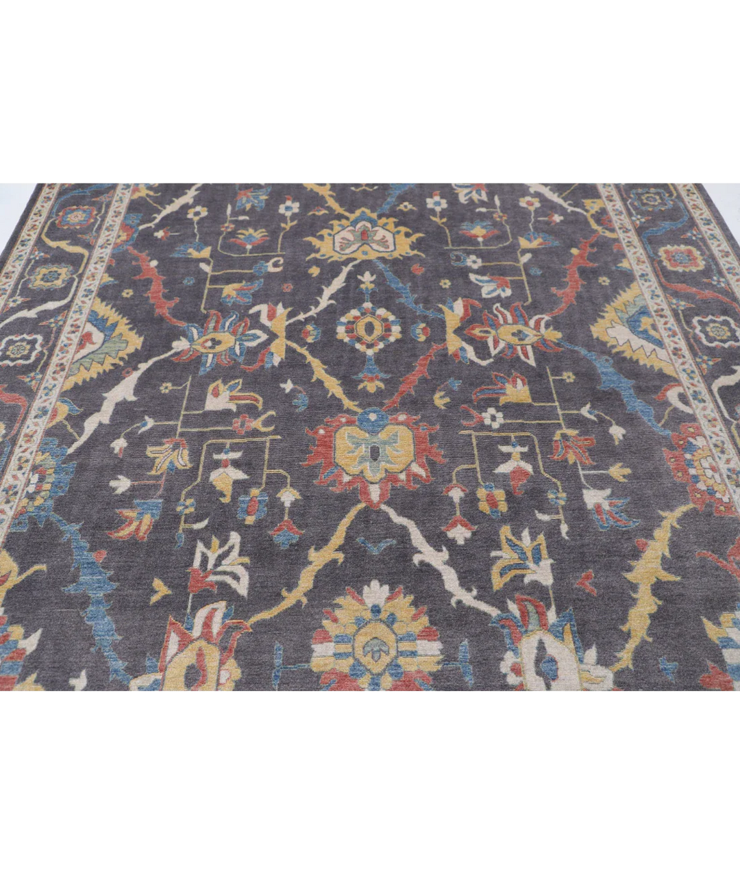 Brown Pakistani Oriental Rug 7' 11" x 9' 11" Hand-Knotted border