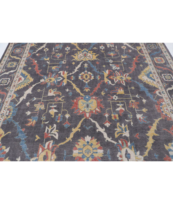 Brown Pakistani Oriental Rug 7' 11" x 9' 11" Hand-Knotted border