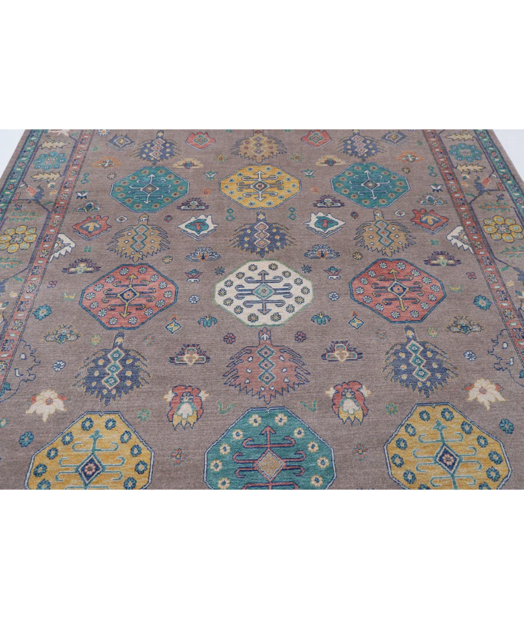 Brown Pakistani Oriental Rug 7' 11" x 10' 0" Hand-Knotted border