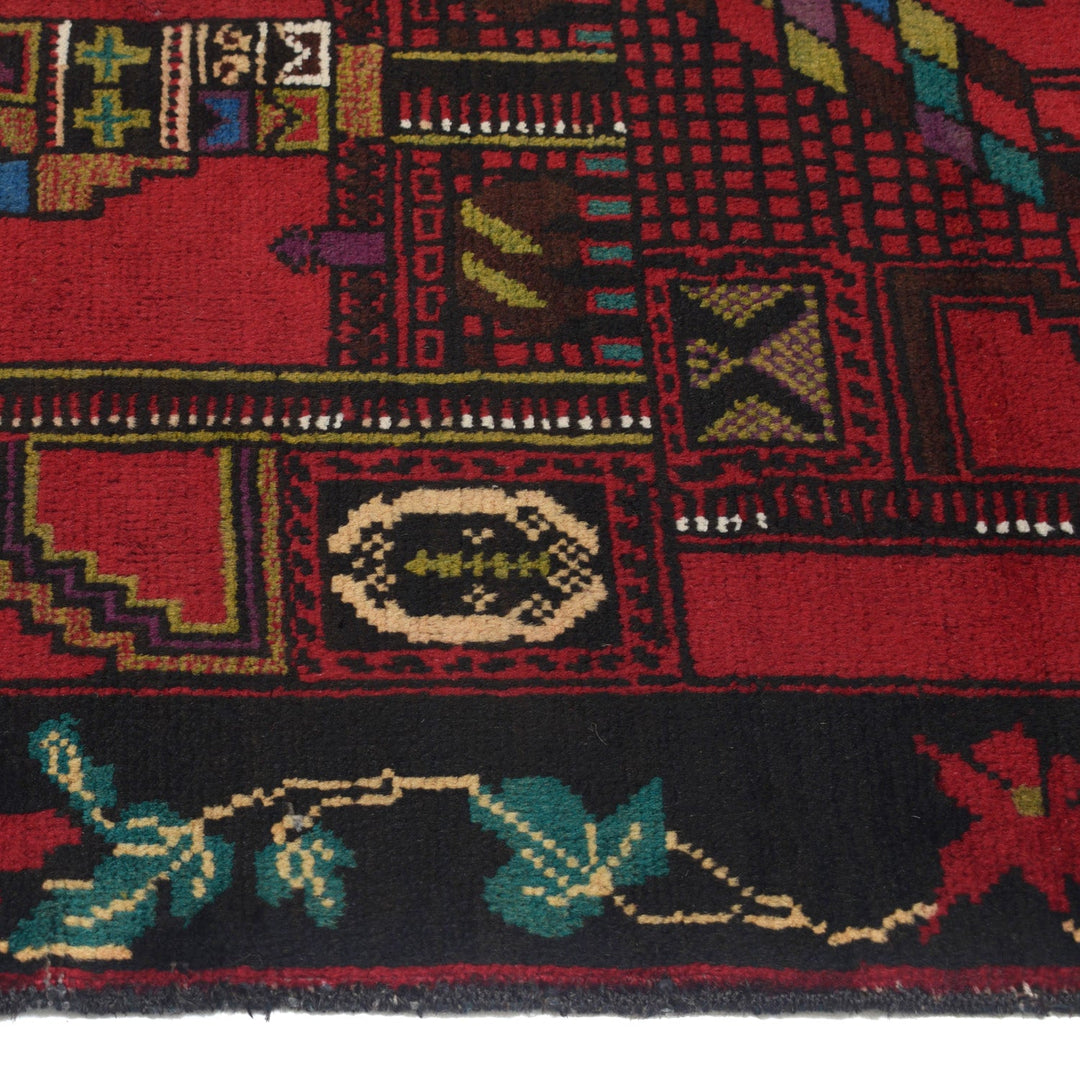 Red Afghan Prayer Rug 2' 9" x 4' 6" Hand-Knotted | No. AL51378