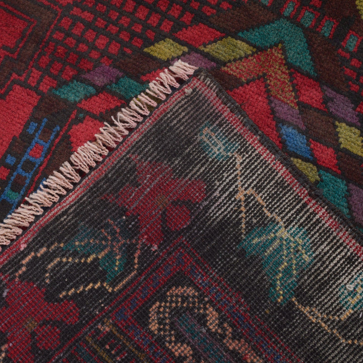Red Afghan Prayer Rug 2' 9" x 4' 6" Hand-Knotted | No. AL51378