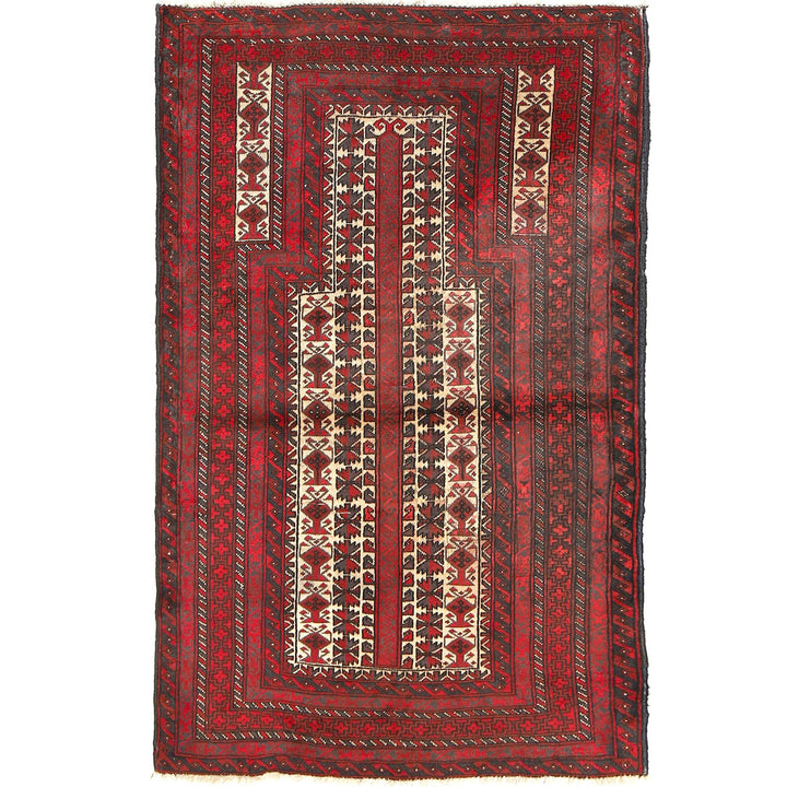Afghan Prayer Rug 3' 2" x 5' 3" Hand-Knotted | No. AL20021