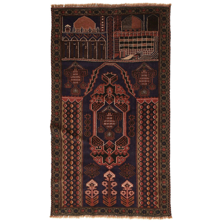 Afghan Prayer Rug 2' 8" x 4' 9" Hand-Knotted | No. AL75148