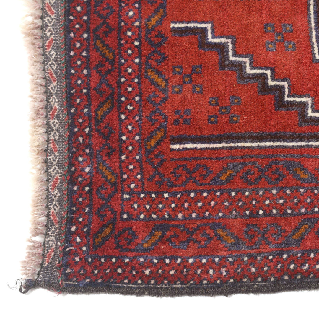 Red Afghan Baluchi Rug 3' 0" x 4' 10" Hand-Knotted view