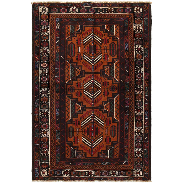 Brown Color Baluchi Rug 3' 10" x 5' 9" - No. AL94697