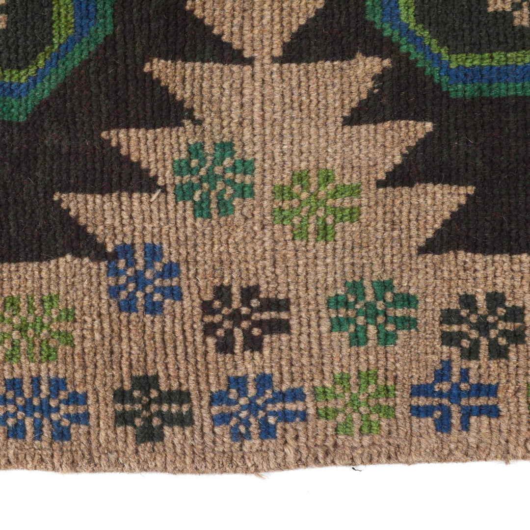 Beige Afghan Baluchi Rug 1' 12" x 6' 4" Hand-Knotted detail