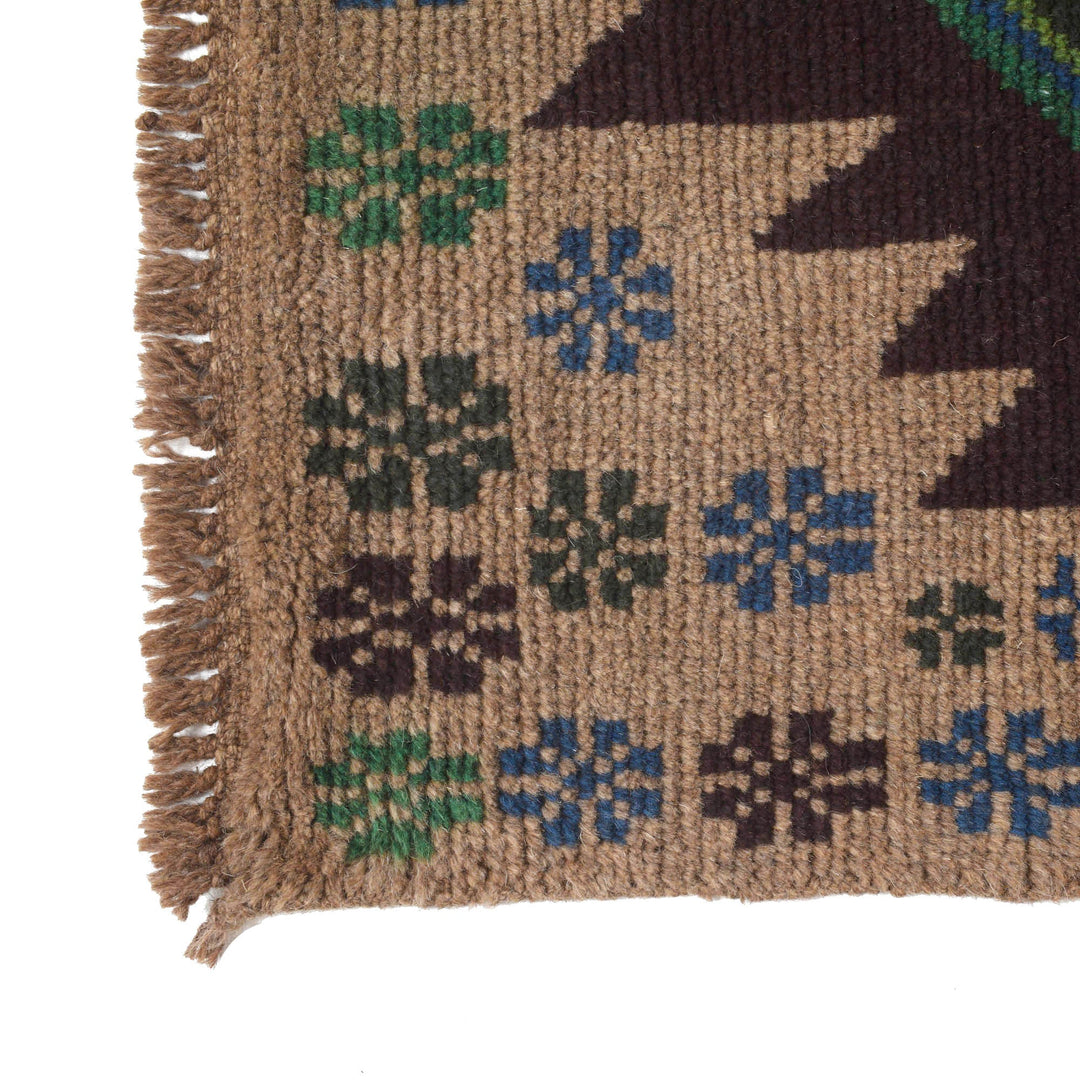 Beige Afghan Baluchi Rug 1' 12" x 6' 4" Hand-Knotted view