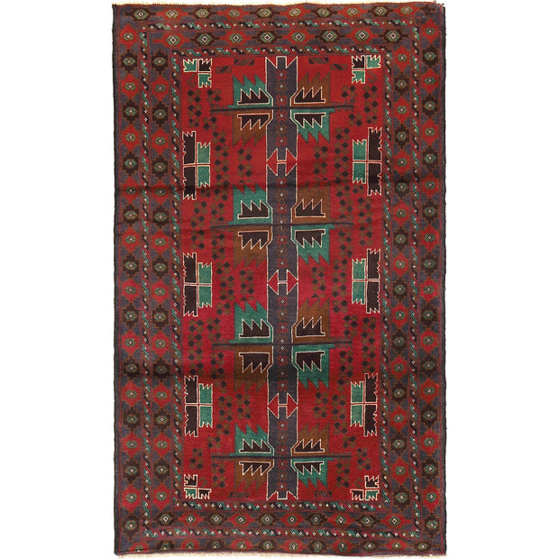 Red Color Baluchi Rug 3' 9" x 6' 4" - No. AL86281