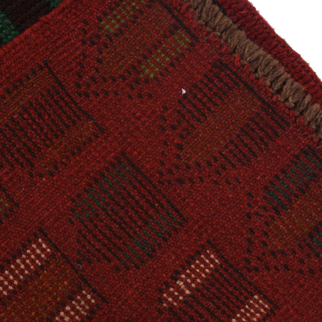 Red Afghan Baluchi Rug 2' 4" x 6' 8" Hand-Knotted border