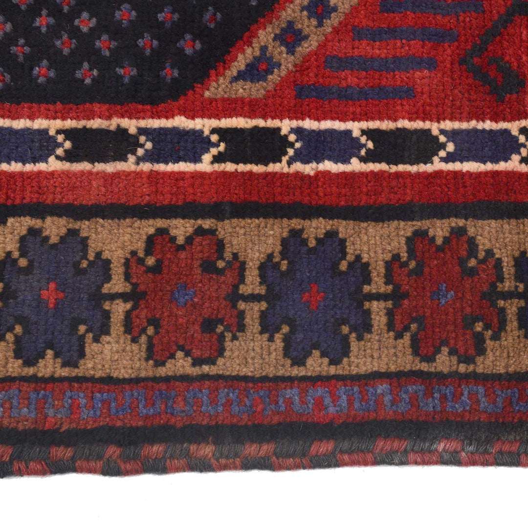 Red Afghan Prayer Rug 3' 2" x 4' 7" Hand-Knotted | No. AL62675