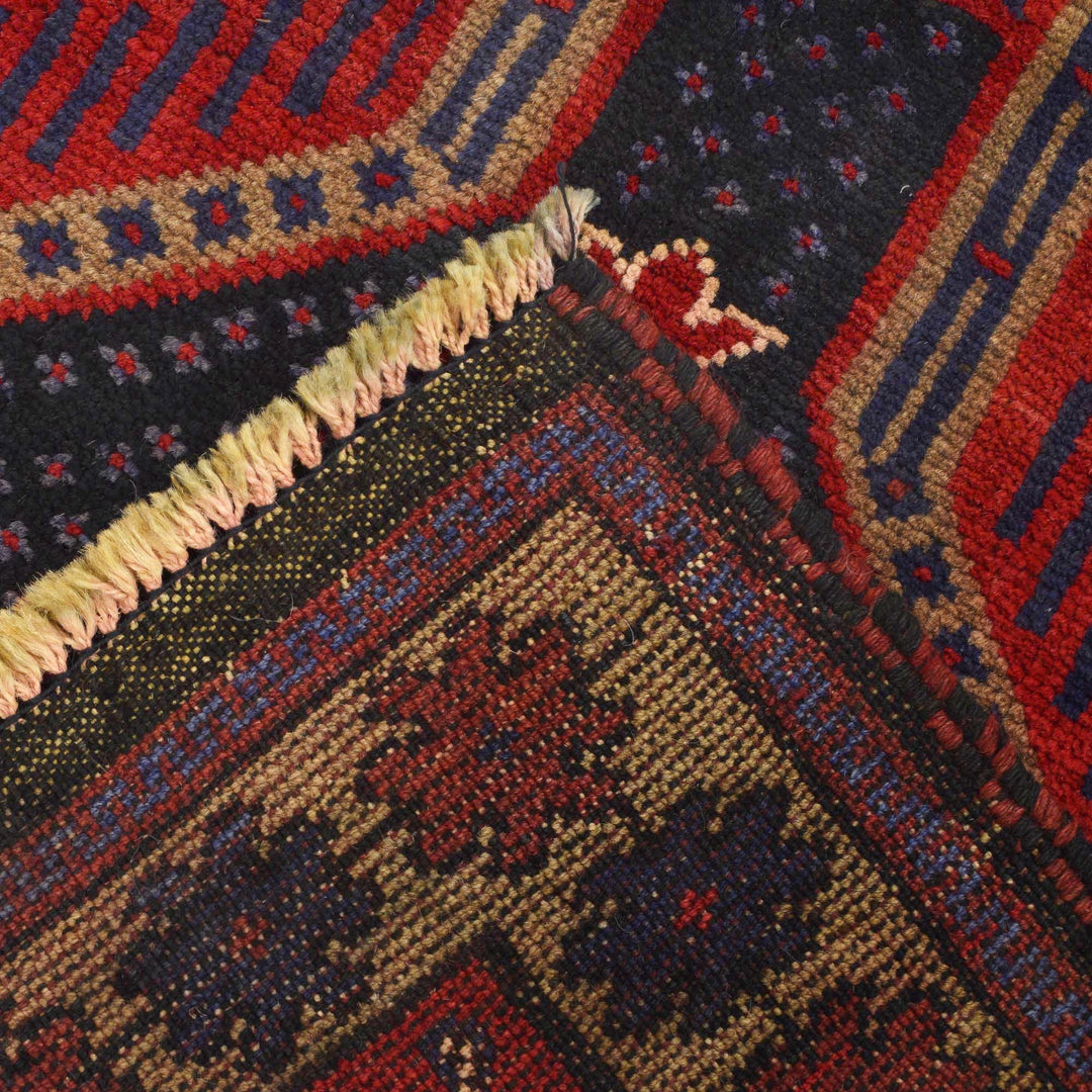Red Afghan Prayer Rug 3' 2" x 4' 7" Hand-Knotted | No. AL62675