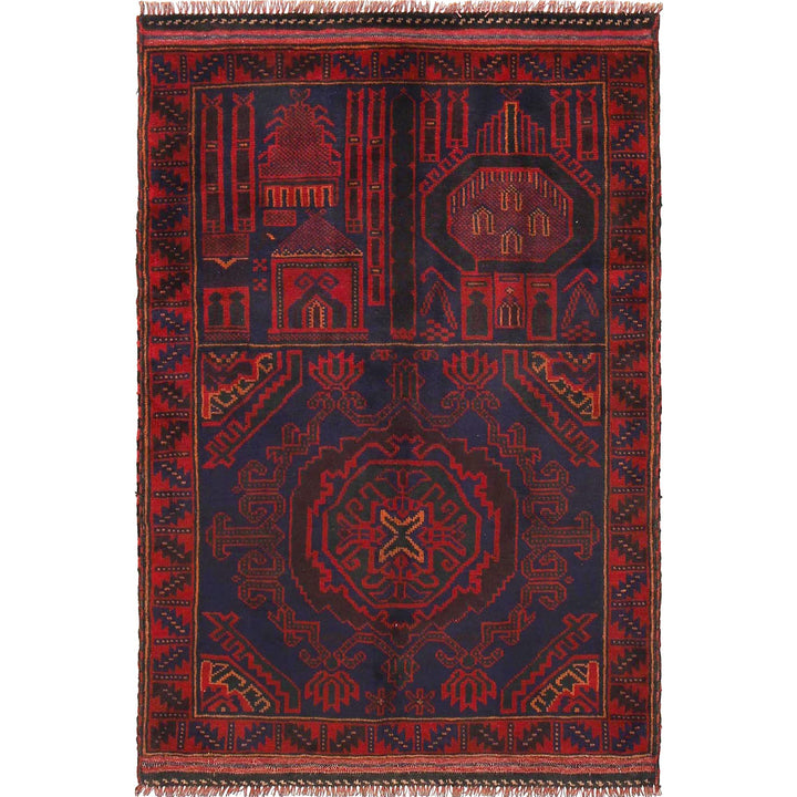 Afghan Prayer Rug 3'2" x 4'9" Hand-Knotted | No. AL50164