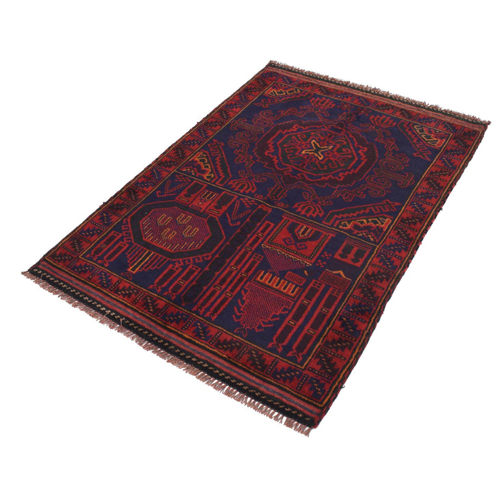 Afghan Prayer Rug 3'2" x 4'9" Hand-Knotted | No. AL50164