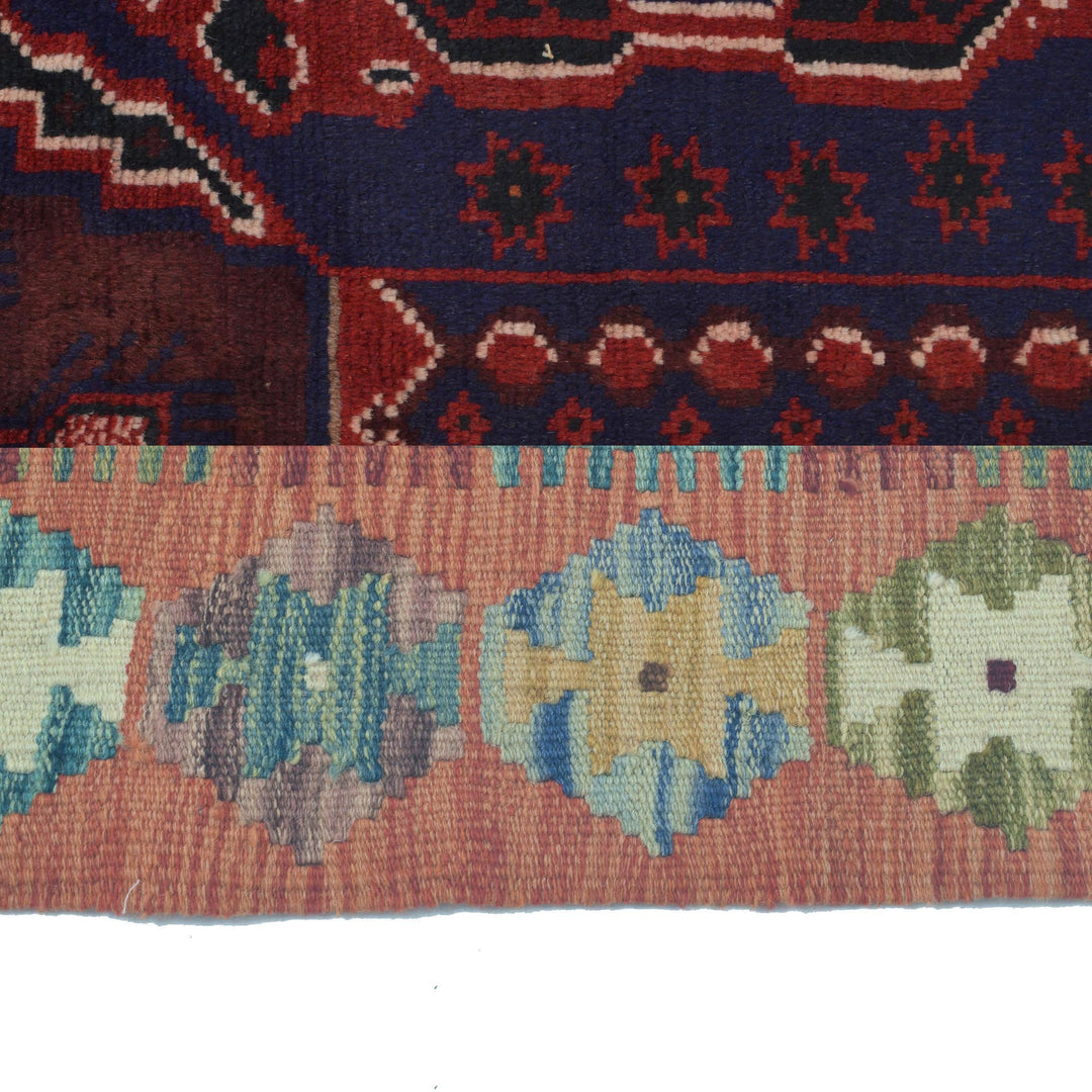 Afghan Prayer Rug 2' 11" x 4' 10" Hand-Knotted detail