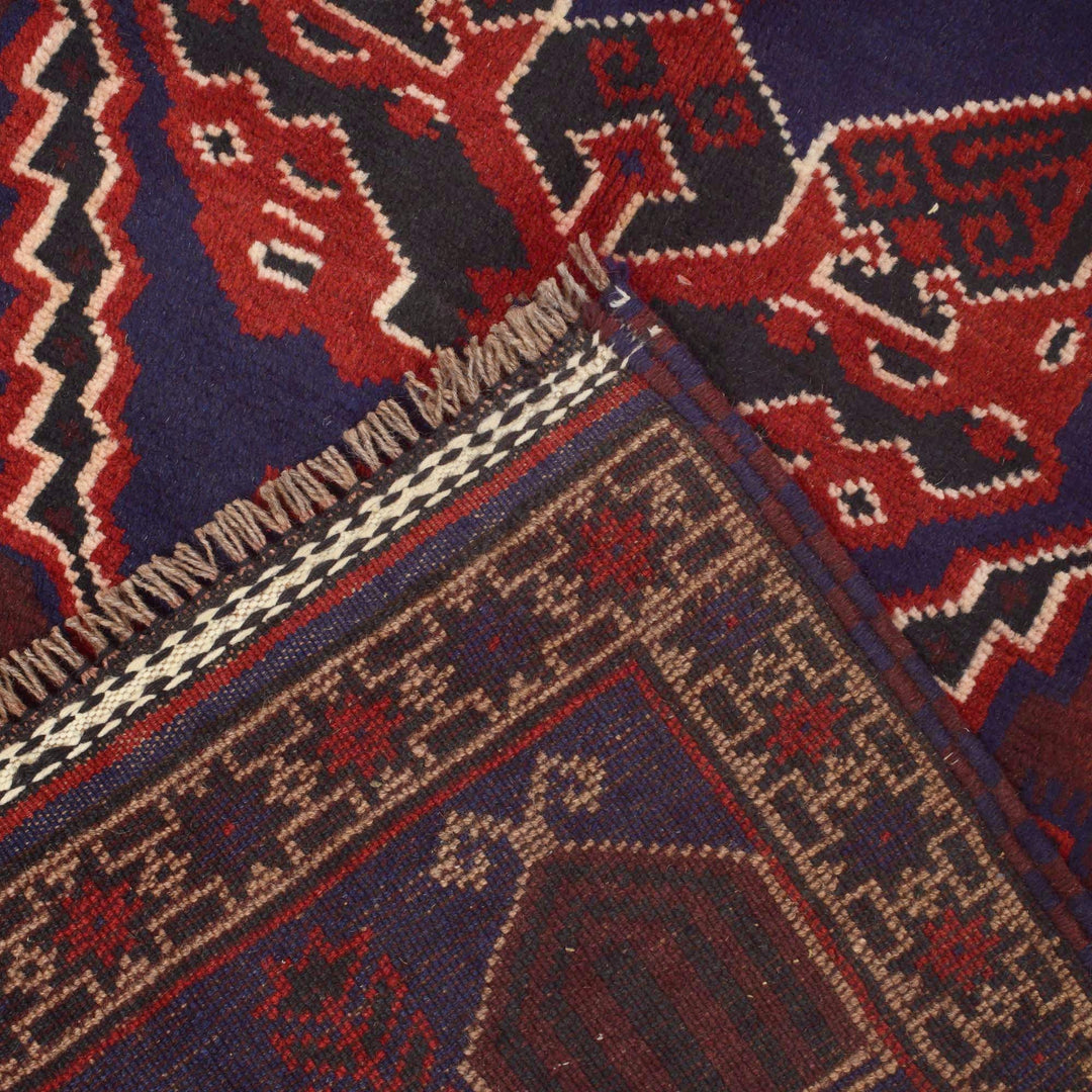 Afghan Prayer Rug 2' 11" x 4' 10" Hand-Knotted border