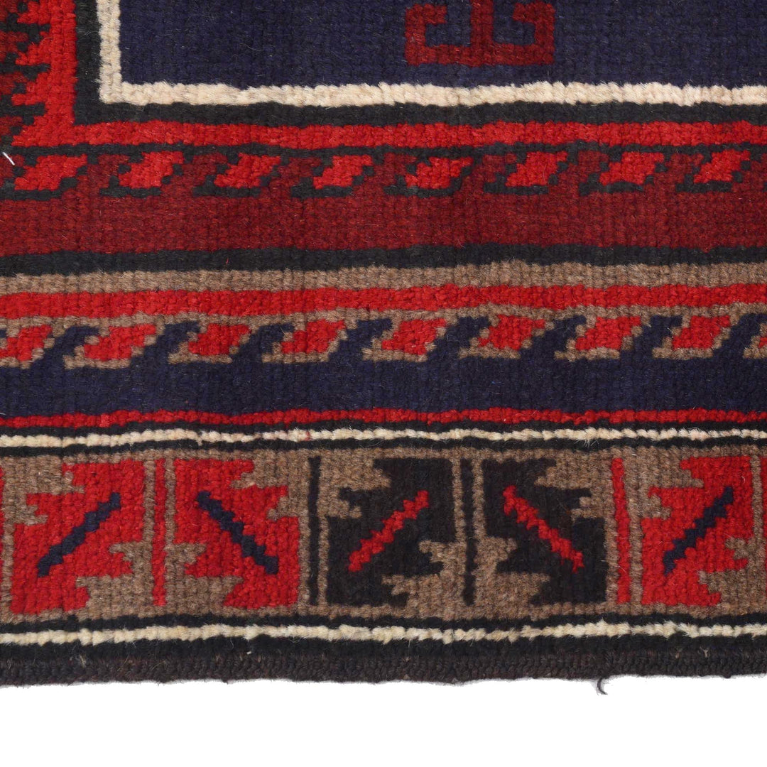 Afghan Baluchi Rug 2' 9" x 5' 2" Hand-Knotted detail