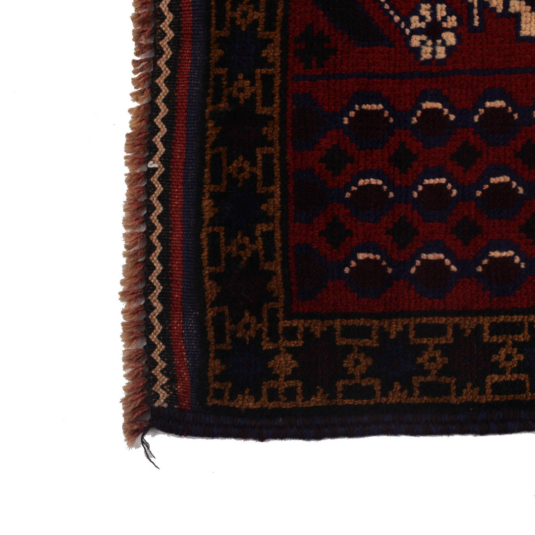 Red Afghan Prayer Rug 2' 11" x 5' 1" Hand-Knotted view
