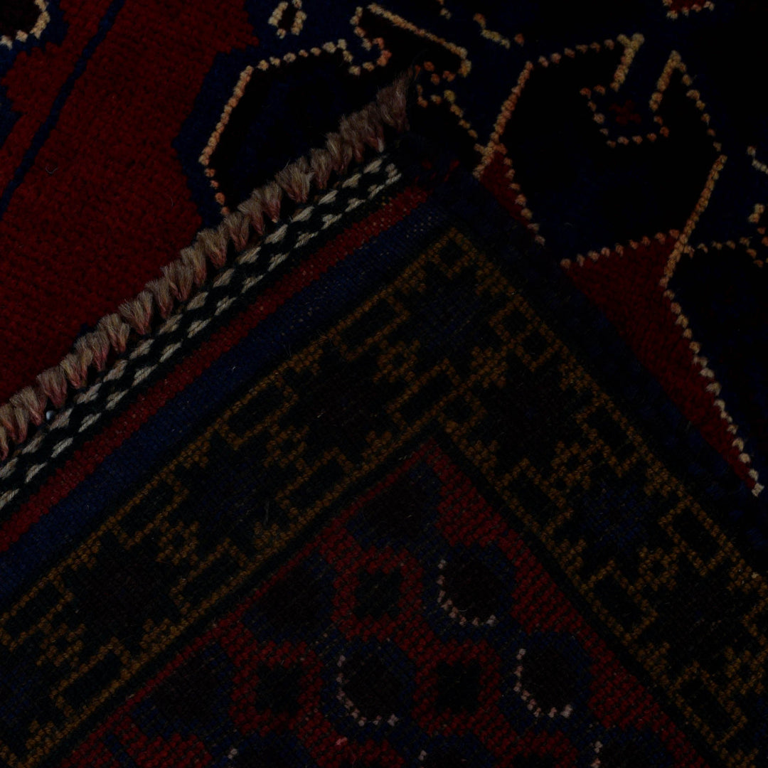 Red Afghan Prayer Rug 2' 11" x 5' 1" Hand-Knotted border
