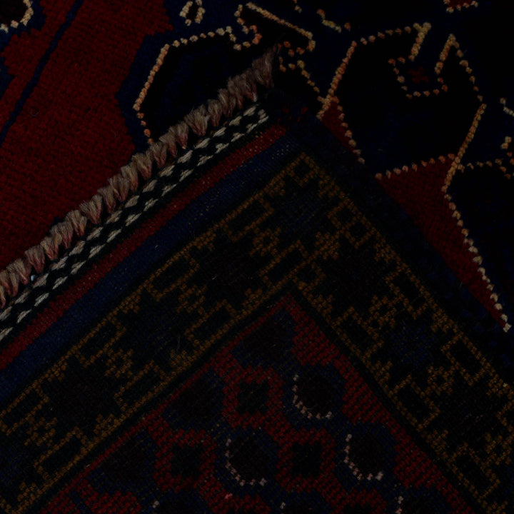 Red Afghan Prayer Rug 2' 11" x 5' 1" Hand-Knotted border