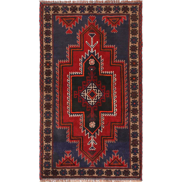 Hand Knotted Baluchi Rug 2' 11" x 5' 2" - No. AL91463